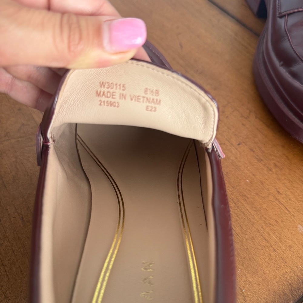 Cole Haan Grand 360 Burgundy Leather‎ Chunky Lug Sole Penny Loafers W30115 8.5B - Picture 6 of 7